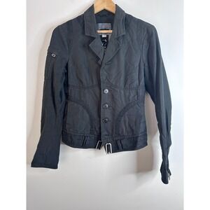 VTG Diesel Parachute Black Cotton Utility Jacket XS Grunge Military Moto Y2K 90s